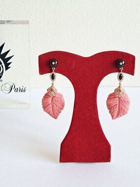 New Angelique de Paris Leaf Pink Dangle Drop Angelique de ParisEarrings